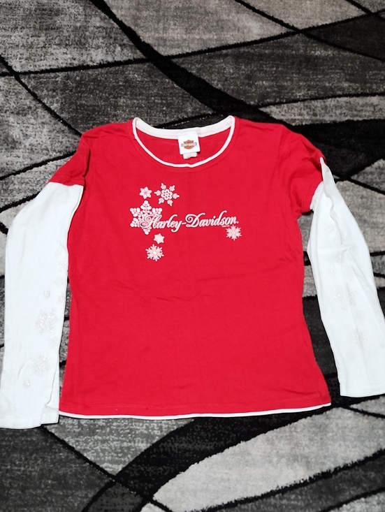 Harley-Davidson Tops - HARLEY DAVIDSON 2007 IRIDESCENT RAISED SNOWFLAKE GRAPHIC LAYERED-LOOK TEE-SHIRT